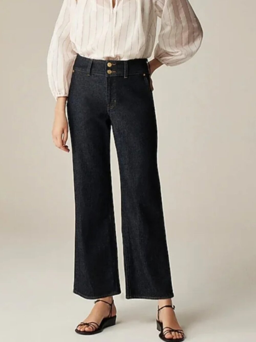 J. Crew Slim-wide Jean with Stacked Buttons in Dark Rinse Size 28